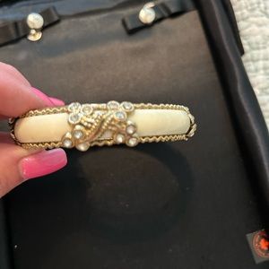 White Acrylic Bracelet with gold design